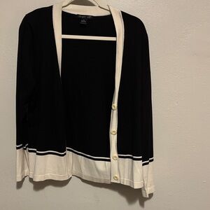 August Silk Black and Cream Cardigan